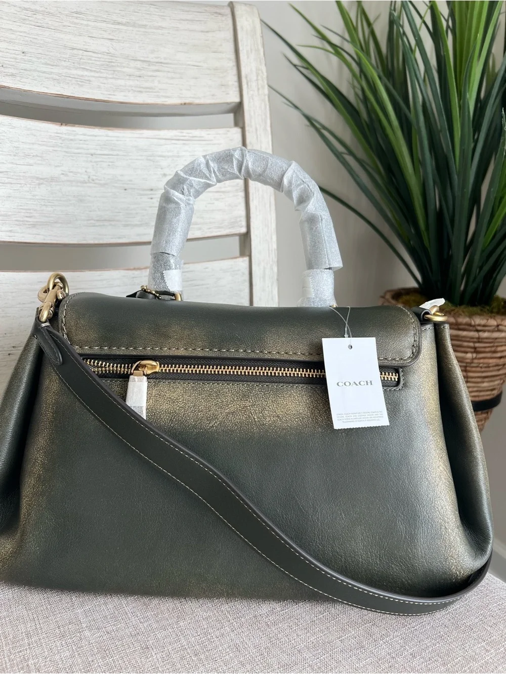 COACH Slouchy Rogue Top Handle Bag Green